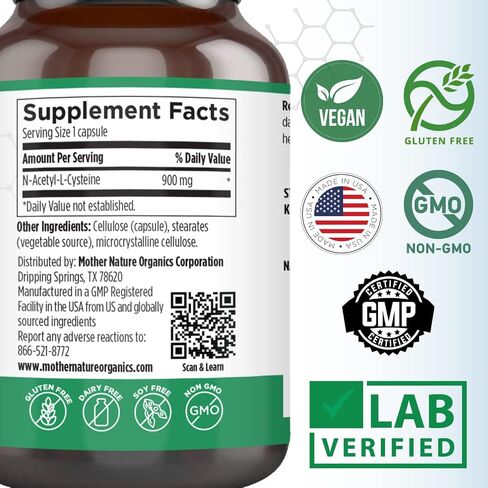 N-Acetyl Cysteine (NAC) Supplement - 600mg Capsules 120 Count, High-Potency Vegan & Non-GMO Glutathione Precursor, Enhance Cellular Health & Longevity in Saudi Arabia