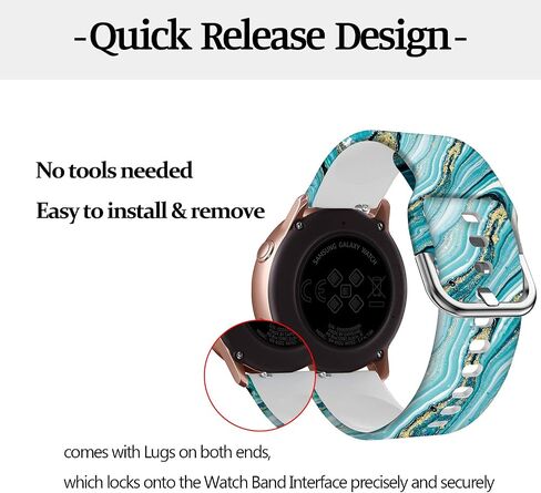 استبدال فرقة سليكون السليكون العالمي ، أحزمة ناعمة 20 مم متوافقة مع Gizmo Watch/Samsung Galaxy Watch Active/42mm/Gear Sport/Huawei Watch/Ticwatch Bands (الفيروز) in Kuwait