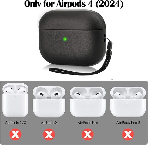 Case for Airpods 4 Case Cover with Cleaner Kit, Leather Texture Full-Body Protective Case Cover Compatible with Apple Airpod 4th Generation, Front LED Visible (Black, Airpod 4th case) in Saudi Arabia