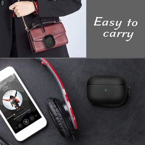 Case for Airpods 4 Case Cover with Cleaner Kit, Leather Texture Full-Body Protective Case Cover Compatible with Apple Airpod 4th Generation, Front LED Visible (Black, Airpod 4th case) in Saudi Arabia