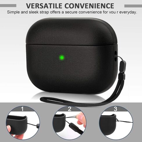 Case for Airpods 4 Case Cover with Cleaner Kit, Leather Texture Full-Body Protective Case Cover Compatible with Apple Airpod 4th Generation, Front LED Visible (Black, Airpod 4th case) in Saudi Arabia