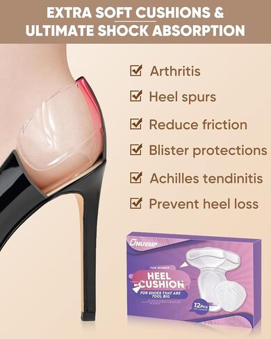 ONUEMP 6 Pairs Heel Pads for Shoes, Heel Grips and Ball of Foot Cushions for Women Shoes, Silicone Heel Protectors Heel Cushion Inserts Metatarsal Pad for Shoes That are Too Big, Heel Pain Relief in Kuwait