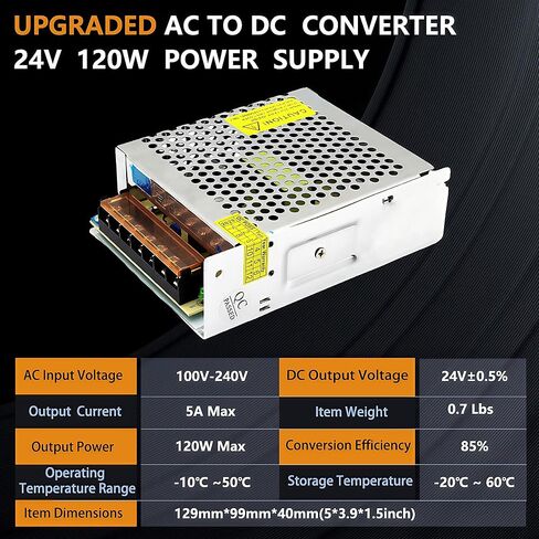 AC to DC Converter 24V 5A 120W Power Supply,Universal SMPS 110V/120V/220V AC to DC Converter Power Supply Transformer Driver Adapter for CCTV,RV,Pump,LED Strip (DC24V-5A-120W) in Saudi Arabia