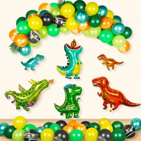 GoGoGoodie Dinosaur Balloons Birthday Party Decorations Supplies, Dino Themed Foil Balloons Garland Arch Kit Baby Shower Decor for Boy 121PCS in Saudi Arabia