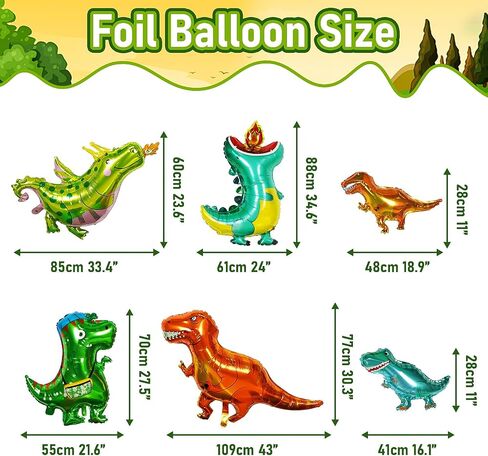 GoGoGoodie Dinosaur Balloons Birthday Party Decorations Supplies, Dino Themed Foil Balloons Garland Arch Kit Baby Shower Decor for Boy 121PCS in Saudi Arabia