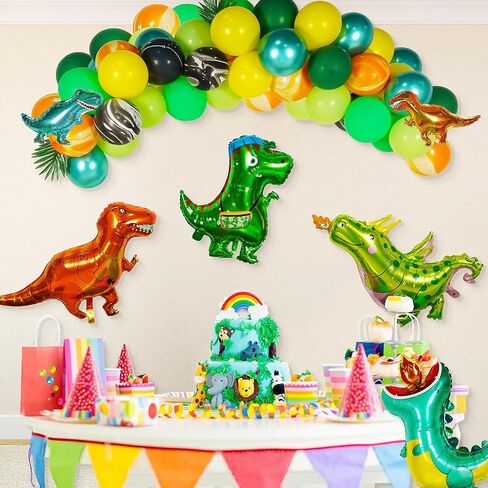 GoGoGoodie Dinosaur Balloons Birthday Party Decorations Supplies, Dino Themed Foil Balloons Garland Arch Kit Baby Shower Decor for Boy 121PCS in Saudi Arabia