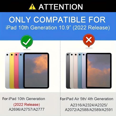 حالة anter متوافقة مع iPad 10th Generation 10.9 بوصة 2022 ، غطاء الحامل المزدوج النحيف ، الظهر TPU الناعم ، النوم التلقائي/الاستيقاظ ، الطراز: A2757/A2777/A2696 (LIP) in Saudi Arabia