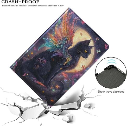 for iPad 5th/6th Gen,iPad Air 1/2 iPad 9.7 Inch Case,PU Leather Cover with Auto Wake/Sleep,and Adjustable Viewing Angles.Moon Cat in Kuwait