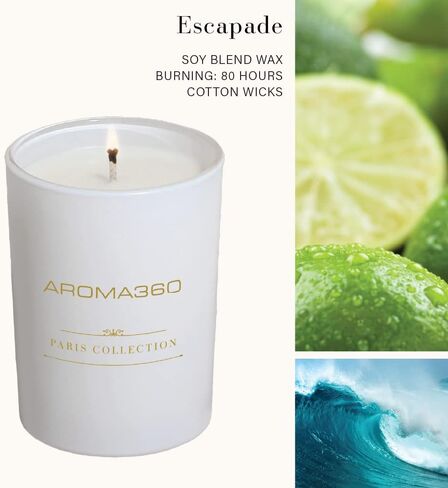 Aroma360 Paris Collection Candle Duo - 80-Hour Burn - Aromatherapy Candle Set with Scents Inspired by 1 Hotel in Miami Beach - Leather, Sandalwood & Iris - My Way, 11 oz (Pack of 2) in Saudi Arabia