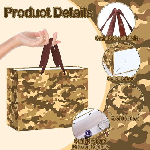 Camouflage Birthday Gift Bags Camo Gift Bag with Wrapping Paper and Card Large Camouflage Wrapping Paper Bag with Handle Army Party Supplies for Boys Girls Veterans Baby Shower Birthday Christmas in Saudi Arabia