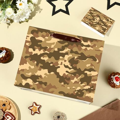 Camouflage Birthday Gift Bags Camo Gift Bag with Wrapping Paper and Card Large Camouflage Wrapping Paper Bag with Handle Army Party Supplies for Boys Girls Veterans Baby Shower Birthday Christmas in Saudi Arabia