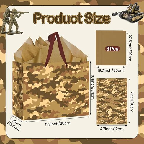 Camouflage Birthday Gift Bags Camo Gift Bag with Wrapping Paper and Card Large Camouflage Wrapping Paper Bag with Handle Army Party Supplies for Boys Girls Veterans Baby Shower Birthday Christmas in Saudi Arabia