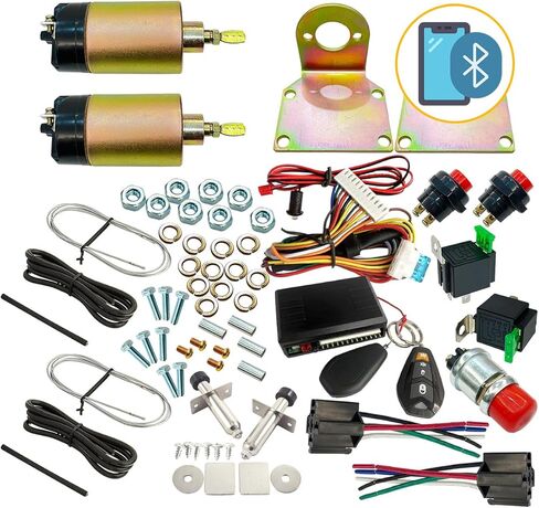 Two Door Shaved Door Handle Kit for Street Rat Hot Rod with Door Poppers Trunk Popper& Keyless Entry System Remote Control Bluetooth Kit & 2 Pack 5-Pin 12V Relay with Fuse Switch Kit (50lb) in Saudi Arabia