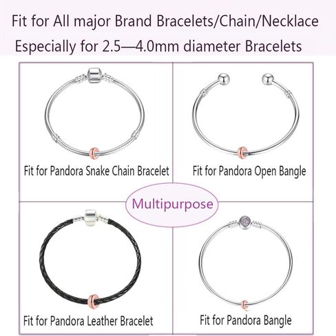 LAMOONY Clip Stopper Charms Sterling Silver Rondelle Spacer Bead for Bracelets (Silver)… in Kuwait