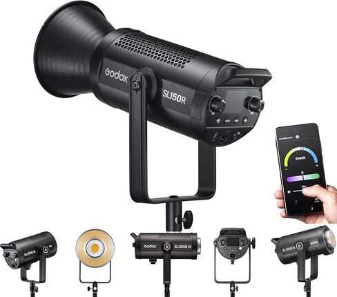 Godox SL300R 310W RGB LED ضوء فيديو أحادي مع عاكس، جهاز تحكم عن بعد، نظام تبريد صامت، التحكم في التطبيق، إضاءة الإخراج المستمر لتركيب Bowens Mount COB 43300lux/1m لإنتاج فيديو منشئ المحتوى in Kuwait