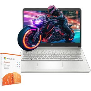 HP Stream 14" Laptop, HD BrightView, Intel Celeron N4120, 8GB RAM, 128GB eMMC, Microsoft 365 with 1TB Cloud Storage, Windows 11 S,USB-C, WiFi, 720p Webcam, with 5ave Accessories,Silver
