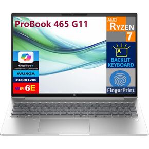 HP 2025 ProBook 465 G11 Copilot AI Business Laptop 16.0" FHD+ Display (AMD Ryzen 7 7735U (Beats i7-1355U), 16GB DDR5, 512GB SSD, Backlit KYB, FP, WiFi 6E, Win11P) (Replaces ProBook 460 with AMD)