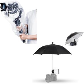Stabilizer Rain Cover + Upgrade Camera Hot Shoe Umbrella: Stabilizer Rain Cover with Camera Rain Umbrella with Height Adjustable Design & Cold Shoe Mount