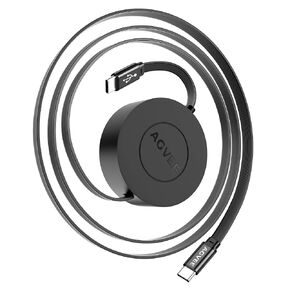 AGVEE 0.3ft Fixed / 2.3ft Extend USB-C to C Charger Cable Mountable One Way Retractable 60W Fast Charging Cord, Pocket-Sized for iPhone 15 16 Carplay/Samsung Desk Management Organizer, Black