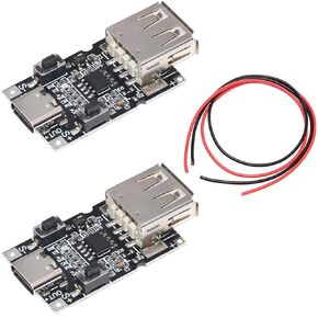 2 pcs USB C QC 2.0 3.0 DC Voltage Trigger Test Module 9V 12V 20V 5A 100W E-Mark Type-C Adjustable Power with 26awg red and Black Cable(USB Input)