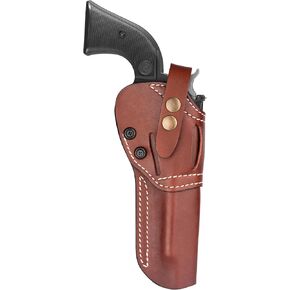 Premium Single Six Leather 22 5.5 Inch Revolver Holster for Ruger Wrangler, Single Six, Single Ten .22, Heritage Rough Rider, Colt New Frontier and Similar Pistols, Adj. Retention, Ambidextrous, Brown