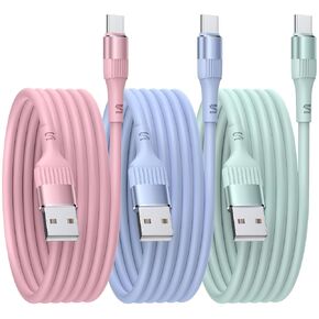 USB C Cable 3PACK 6FT/1.8M Type C Cable Fast Charging, USB A to USB-C Phone Charger Cable USBC for iPhone 16/15 Pro Samsung Galaxy S24/S23/S22/S21Huawei P9 Pixel 7/6 iPad Switch PS5 etc.