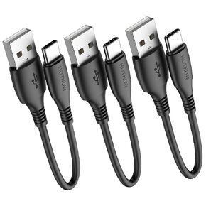 Short USB C Cable 0.5FT 3 Pack, 6 inch USB A to USB C Charger Cable Compatible with iPhone15 16,Galaxy S25/S24/S8,and Almost All USB C Devices