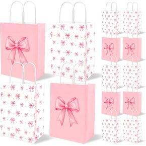 24Pcs Snowflake Party Gift Bags with Handles Winter Wonderland Goodie Candy Bags for Christmas Party Winter Holidays Princess Birthday Party Supplies (Snowflake Gift Bags)