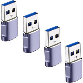 ROTOPATA 4 Pack USB 3.0 to USB C Adapter, 5Gbps USB A Male to Type C Female Adaptor Charger Converter for iPhone 12 13 14 15 Plus Pro Max, iWatch 8 9, Galaxy S23 S24 (Grey)