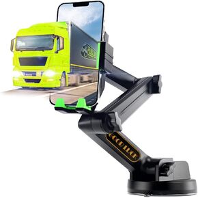 Truck Phone Holder Mount Heavy Duty, Heavy Duty Phone Holder for Truck Dashboard Windshield 16.9 Inch Long Arm, Super Suction Cup & Stable, Compatible with All Smartphone