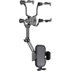 Rear View Mirror Phone Holder for Your car, Aluminum Alloy Cell Phone Mount Fit for iPhone Android Samsung and All Smartphones