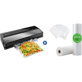 GERYON Vacuum Sealer Machine Silver and 2 Pack Vacuum Sealer Bag 8x16ft Rolls