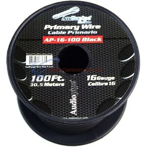 Best Connections Audiopipe Copper Clad Stranded Cable Car Audio Primary Remote Wire (16 Gauge 100' Foot Roll, Black)