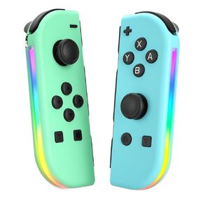 Haiovia Wireless Controller for Nintendo Switch – Compatible with Switch, OLED & Lite | Dual Vibration, Motion Controls, Wake-Up Function & RGB Lighting (Green/Blue)