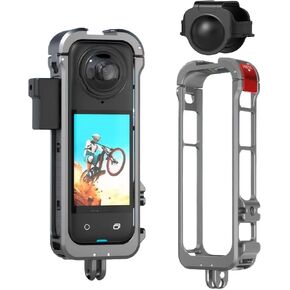 Aluminum Metal Frame for Insta360 X4 Case Cage,Camera Mounts & Clamps Camera Protective Frame with Lens Cover, Shockproof Aluminum Case with Mount Adapter for Outdoor Sports & Adventure Filming