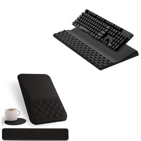 Ospelelf Wrist Support for Keyboard, Keyboard Stand with Wrist Rest Sets, Comfy Ergonomic Keyboard Riser Holder for Office Home