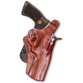 Premium Leather OWB Paddle Holster with Thumb Break Fits, S&W Model 686 Plus 357 Magnum 7-Shot 4" Barrel, Right Hand Draw Brown Color #1509#