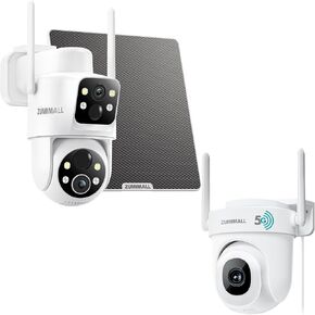 ZUMIMALL 5MP 5G Security Camera Outdoor, Security Cameras Wireless Outdoor with Dual Lens, 360° PTZ Solar Camera for Home Security, 2K Color Night Vision/AI Detection/2-Way Talk/2.4GHz WiFi/Siren & L