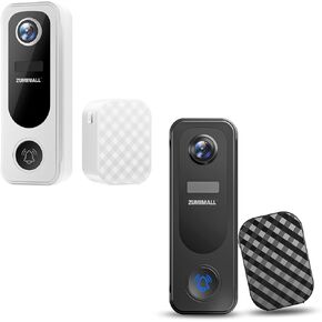 ZUMIMALL 2Pack Doorbell Camera Wireless, Video Doorbell with Chime, 2 Way Audio, Voice Changer, 30s Voice Message, Anti-Theft, AI Detection, 2.4Ghz WiFi, Battery Powered, Work with Alexa, White&Black