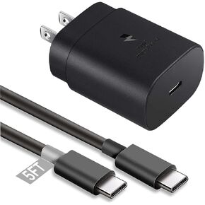 25W USB C Samsung Fast Charger, USB C to USB C Cable for Samsung Galaxy A16, A16 5G, A06, A55, A54,A25,A35, S24 FE, M05, M15, F14 4G, F05, Z Fold 6, Special, Z Flip6 Wall Charger Block Cable (5FT)