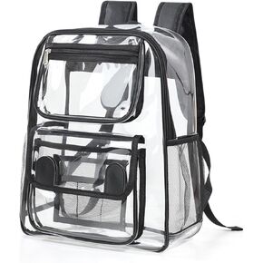 Clear Backpack Transparent Heavy Duty See Through Bag for College Work Travel Security
