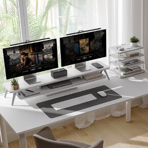 Fenge 2 Tier Monitor Stand & 4 Tier Desktop Organizer, White