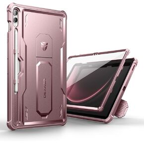 Dexnor Case for Samsung Galaxy Tab S10 FE Plus/S9 FE Plus 12.4 Inch, [Built in Screen Protector & Kickstand] with Pen Holder Heavy Duty Shockproof Full Body Protective Cover for Tablet S9 FE+, Pink