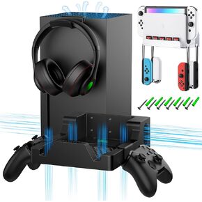 حامل الحائط لسلسلة Xbox Series X و Switch - مع 4 حاملي تحكم وحامل سماعة رأس واحد