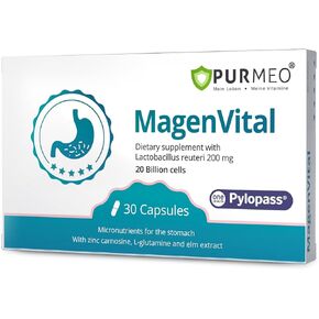 Pylopass Probiotic for H. Pylori Treatment - 20 Billion Cells - Supports Gastric Reflux Relief, Heartburn, Stomach Repair - Travel-Friendly - 30 Days Supply
