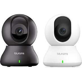 blurams 2PC Security Camera 2K, Baby Monitor Dog Camera 360-degree for Home Security w/Smart Motion Tracking, Phone App, IR Night Vision, Siren, 2-Way Audio
