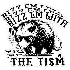 Set 3PCS 2 Inches - Rizz Em with The Tism Sticker Sarcastic Funny Meme Dark Humor Opossum 2" Waterproof Vinyl Decal for Water Bottles, Tumblers, Laptop, Kindle, Helmet - Gifts for Kids, Girl, Boy