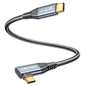 USB C Monitor Cable 8K/4K UHD Display[4FT], 40Gbps USB 4 High Speed Data Transfer Cable, Right Angle USB C for Thunderbolt 4 Cord, 240W Fast Charging for iPhone 16, MacBook Pro, KVM Switch, Samsung