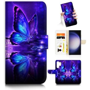 for Samsung S24 Ultra, Samsung Galaxy S24 Ultra, Art Designed Flip Wallet Cover Case Flower Butterfly Painting Full Body Protection AD003#24878 Red Gothic Rose S24U
