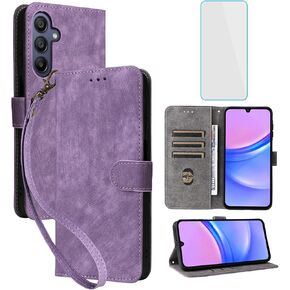 for Samsung Galaxy A16 5G/4G Wallet Phone Case with Screen Protector [RFID Blocking] Leather Flip Card Holder Women Men Cell Phone Case for Samsung A 16 5 G SM-A166 Galaxy 16A 4G LTE Black